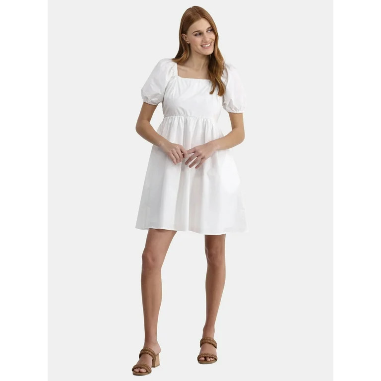 Time and Tru Women's Puff Sleeve Mini Dress, Sizes XS-XXXL | Walmart (US)
