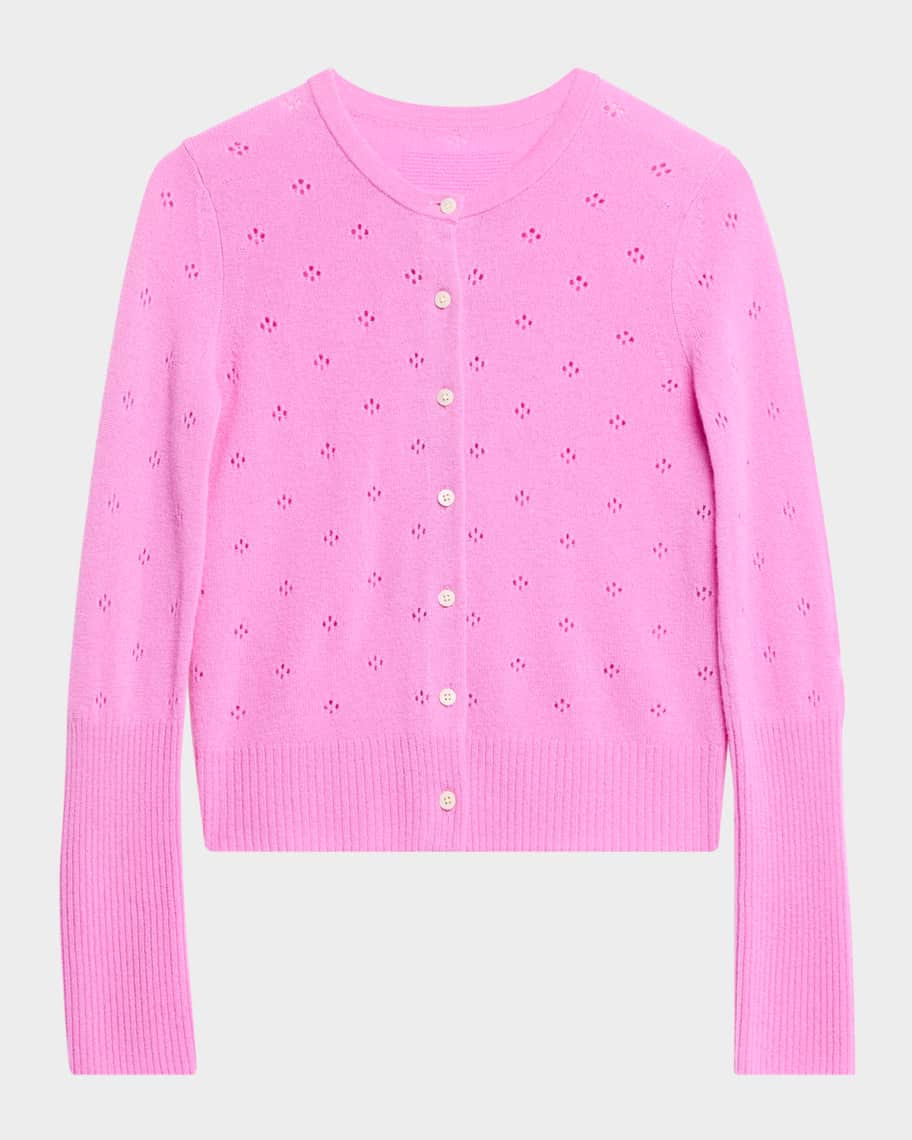 Jane Pointelle-Knit Cashmere Cardigan | Neiman Marcus