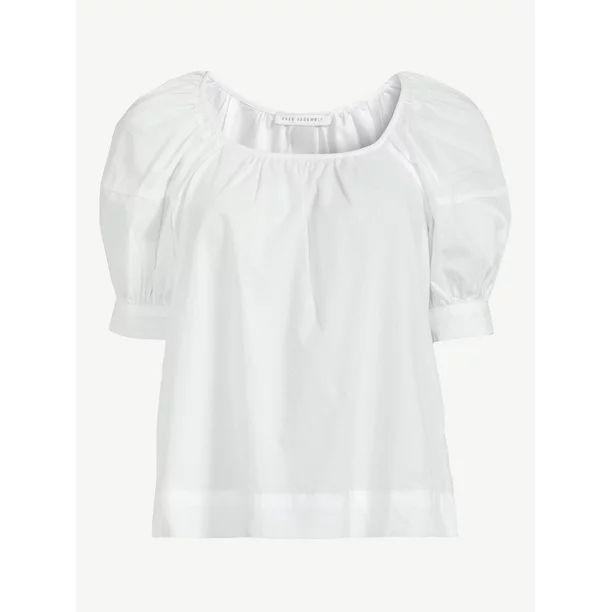 Free Assembly Women's Square Neck Top with Short Puff Sleeves, Sizes XS-XXL | Walmart (US)