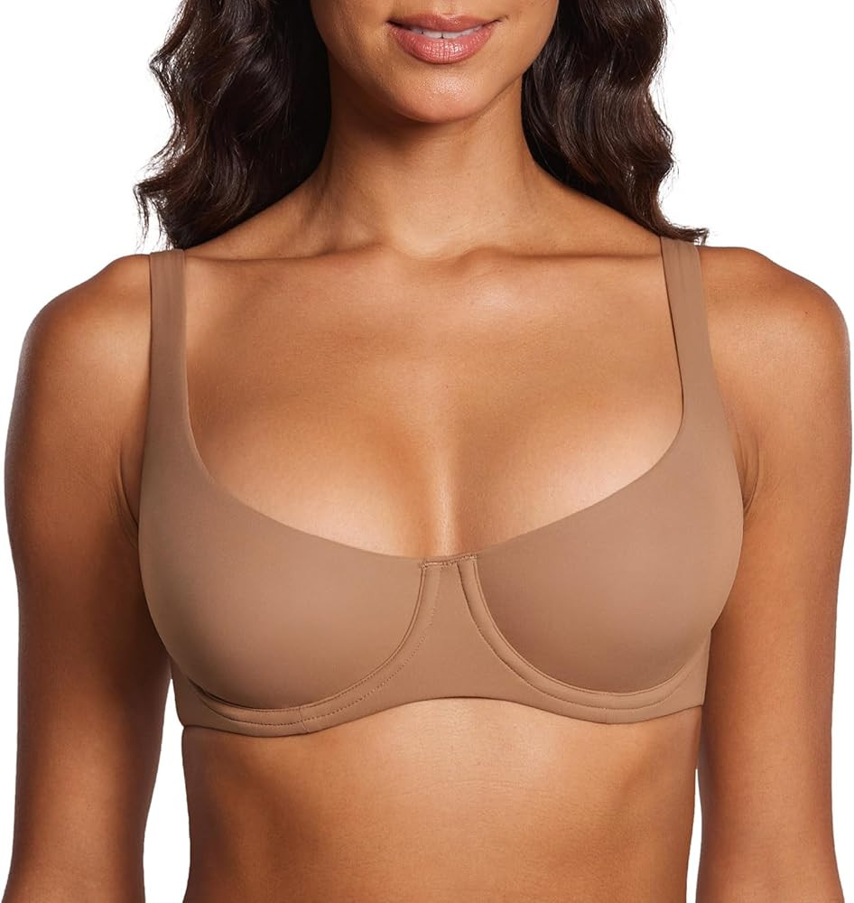 DOBREVA Women's Unlined Balconette Bra Scoop Neck | Amazon (US)