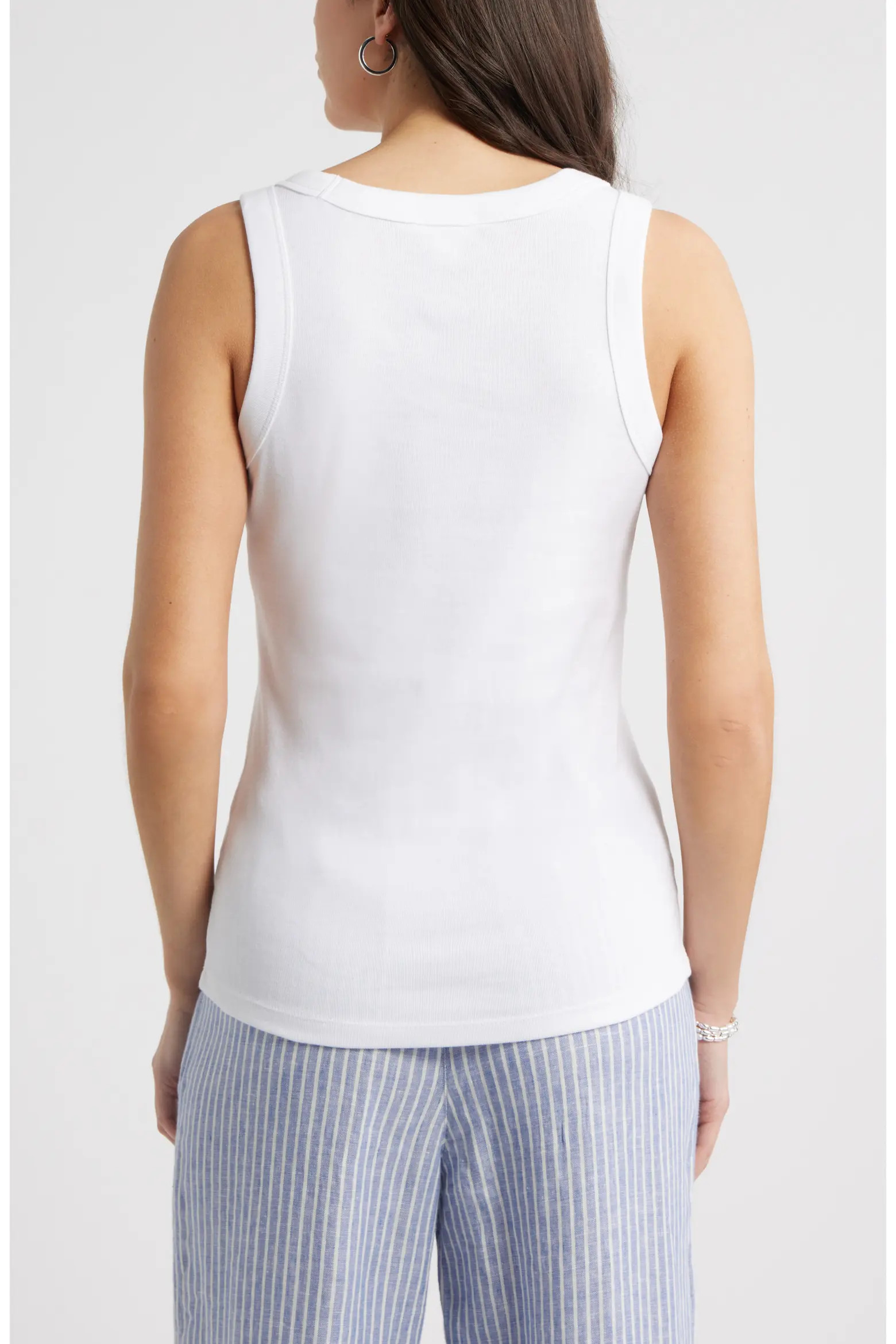 Scoop Neck Rib Cotton Tank (Women) | Nordstrom | Nordstrom