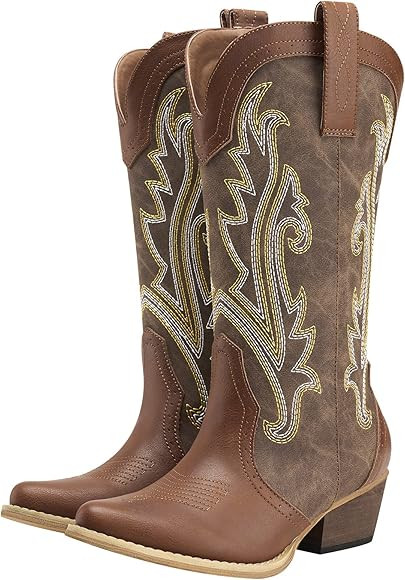 HISEA Rollda Cowboy Boots Women Western Boots Cowgirl Boots Ladies Pointy Toe Fashion Boots | Amazon (US)