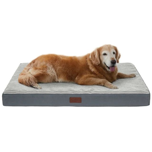 Ophanie Gray Orthopedic Dog Bed with Egg Crate Foam Support and Non-Slip Bottom, Waterproof and M... | Walmart (US)