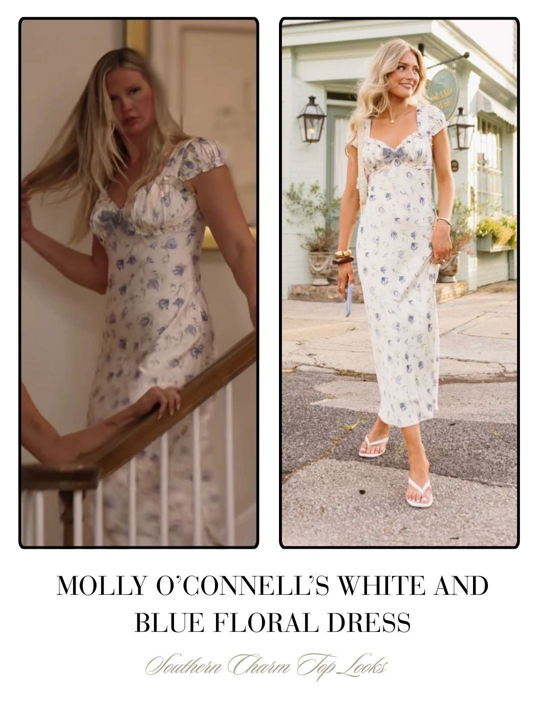 Molly O’Connell’s White and Blue Floral Dress 
