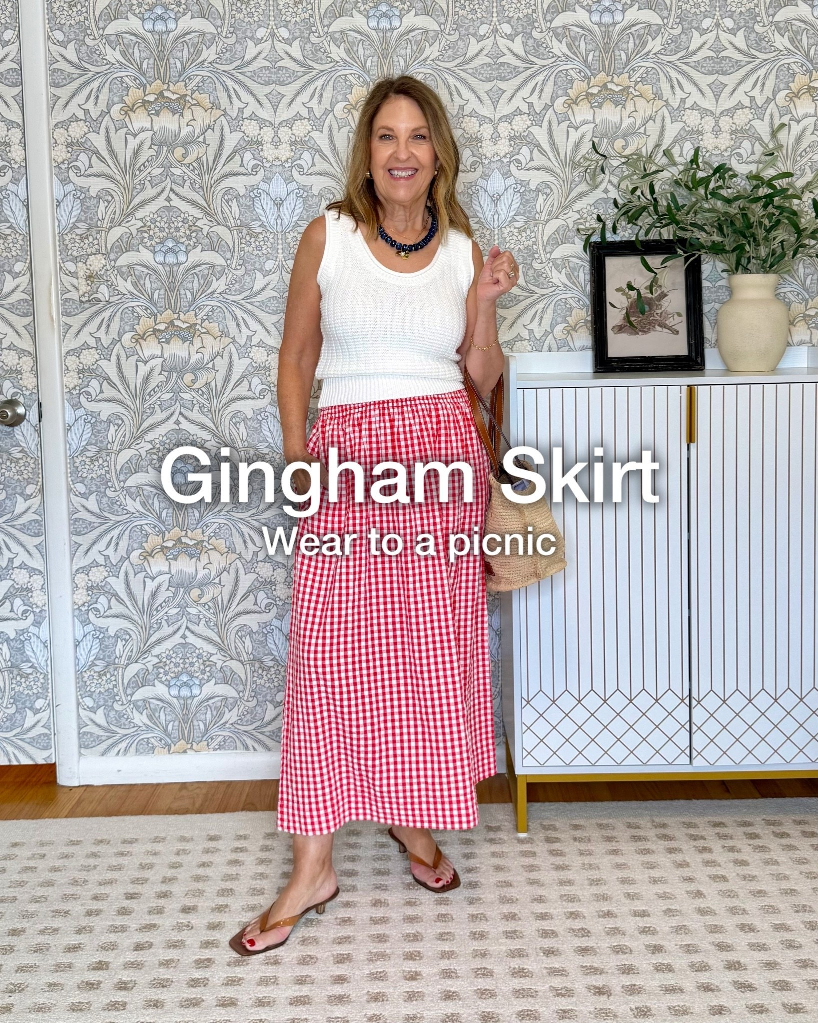 A skirt to wear to a 4th of July event and later too.  Available in blue & white gingham too. Add the Anthropologie sailboat cardigan over the top 

Summer outfit

#LTKootd #LTKOver40 #LTKSeasonal