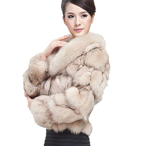 Women's Genuine Fox Fur Coat for Winter Thick Warm Fur Jacket(Beige,10/international-3XL) | Amazon (US)