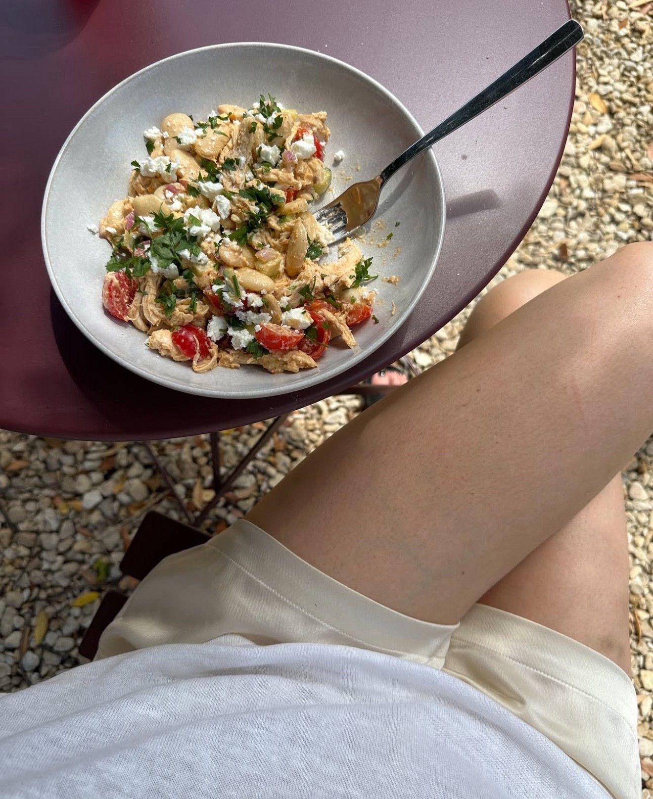 What I wore for lunch on a patio in the sun: breezy satin shorts, a white tee. Chic comfort always wins.

#LTKstyletip #LTKsummer