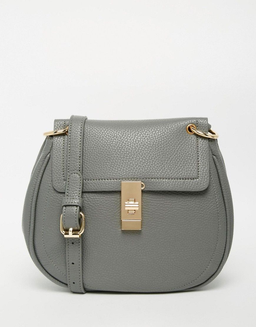 Glamorous Saddle Bag in Grey With Lock Detail | ASOS UK