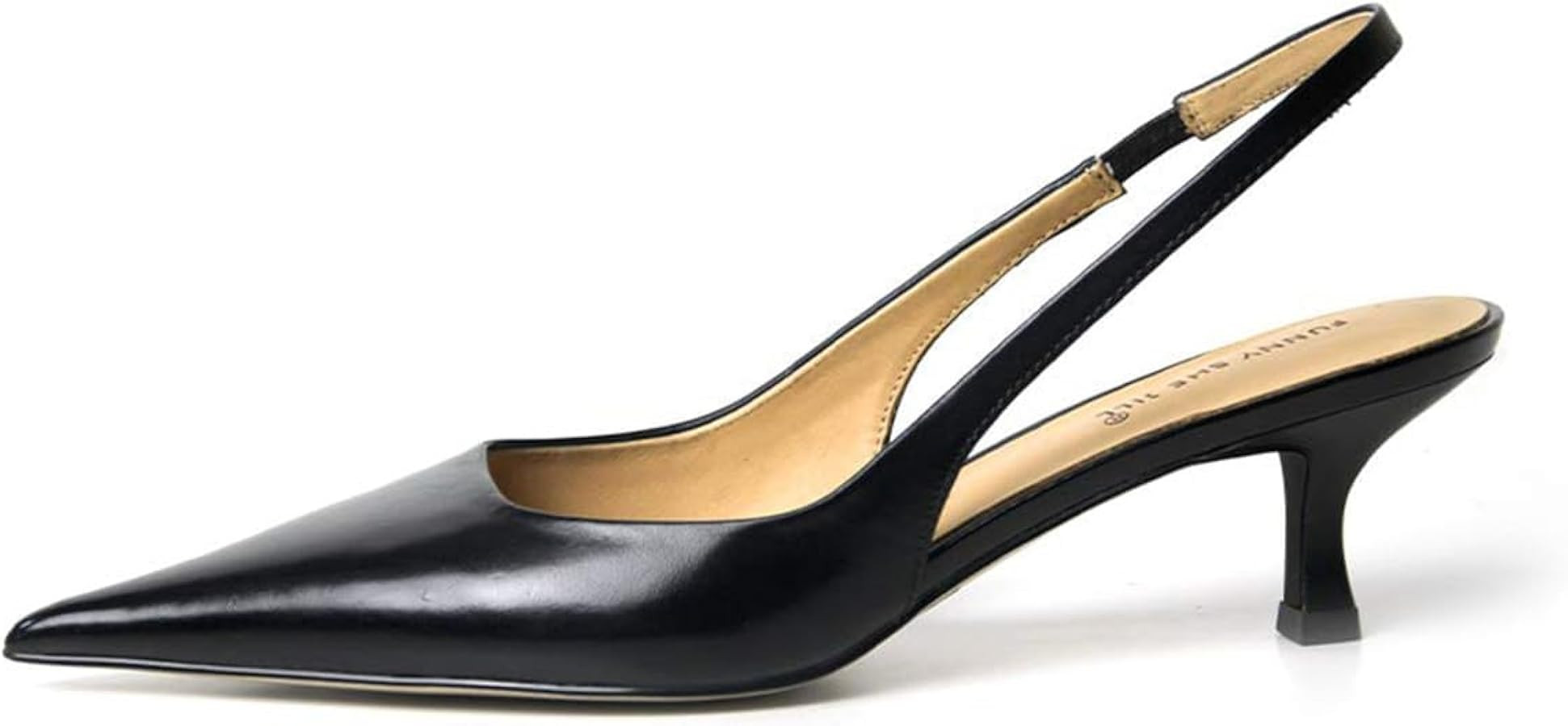 FSJ Women's Mid Kitten Heel Slingback Sandals Pointy Toe Sexy Stiletto Pumps Comfortable Dress Su... | Amazon (US)