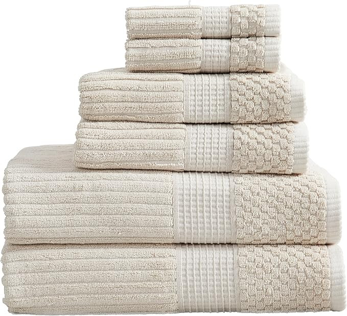 100% Cotton Towel Set 6 Piece Set | Super Soft & Absorbent Quick-Dry 2 Bath Towels 2 Hand Towels ... | Amazon (US)