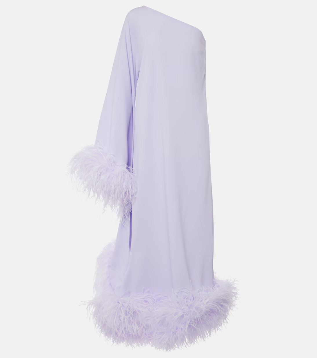 Balear feather-trimmed one-shoulder crêpe gown | Mytheresa (UK)