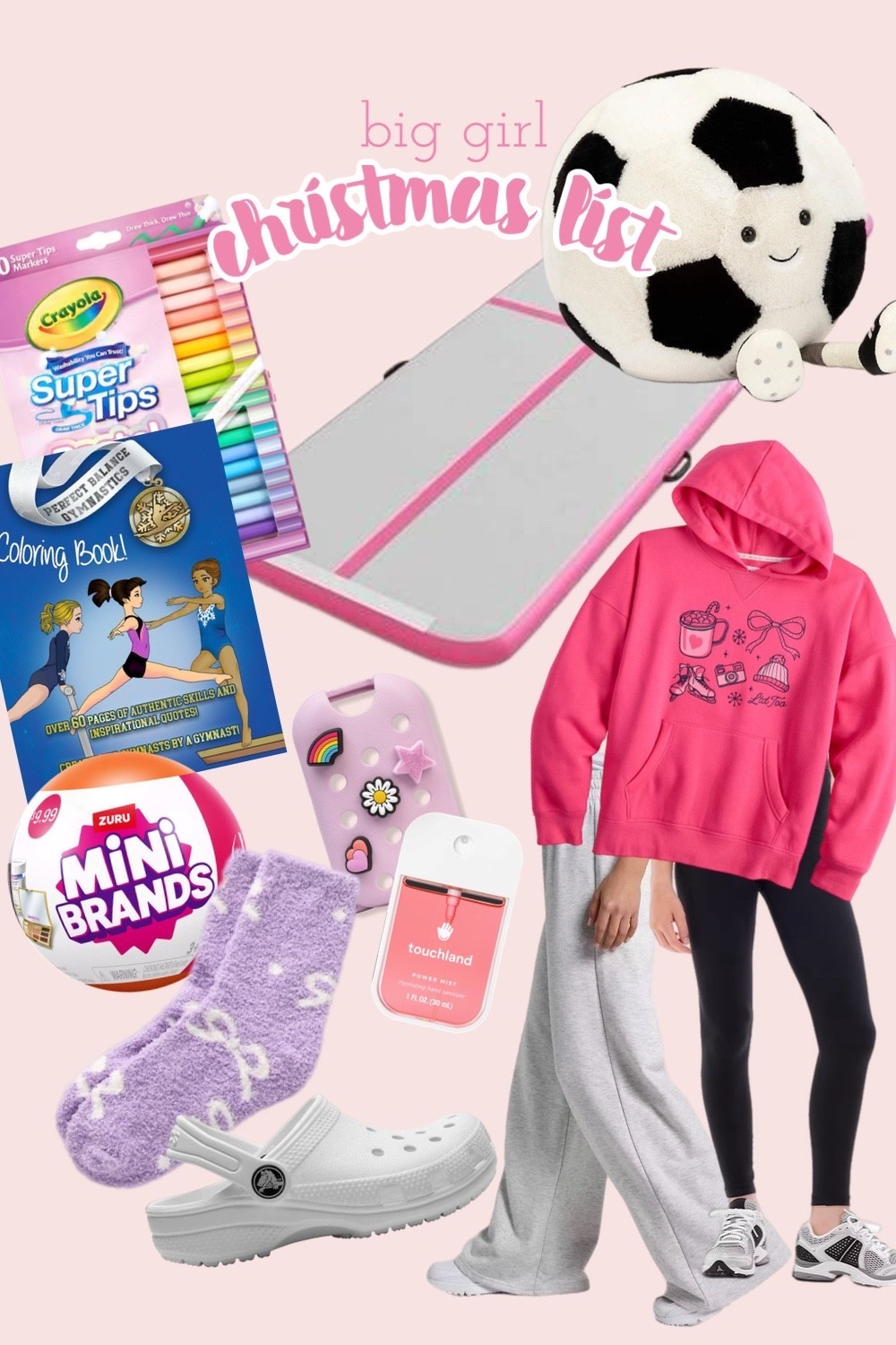 Gift Guide for my Big Girl - doesn’t want as many toys this year. Instead she wants cute sweatpants, leggings, arts & crafts, touchland hand sanitizers & a cute case. Plus a fresh white pair of crocs and Jellycat plushies. 🤶🏻🎀🎄

#LTKGiftGuide #LTKHoliday #LTKKids