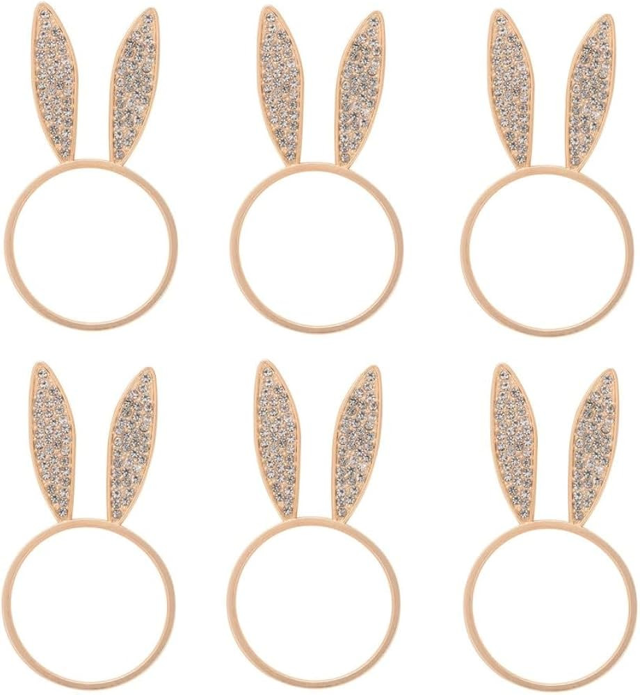 Easter Napkin Rings Set of 6 Holder with Bunny Ear Alloy Rhinestones Holders for Wedding Party Ho... | Amazon (US)