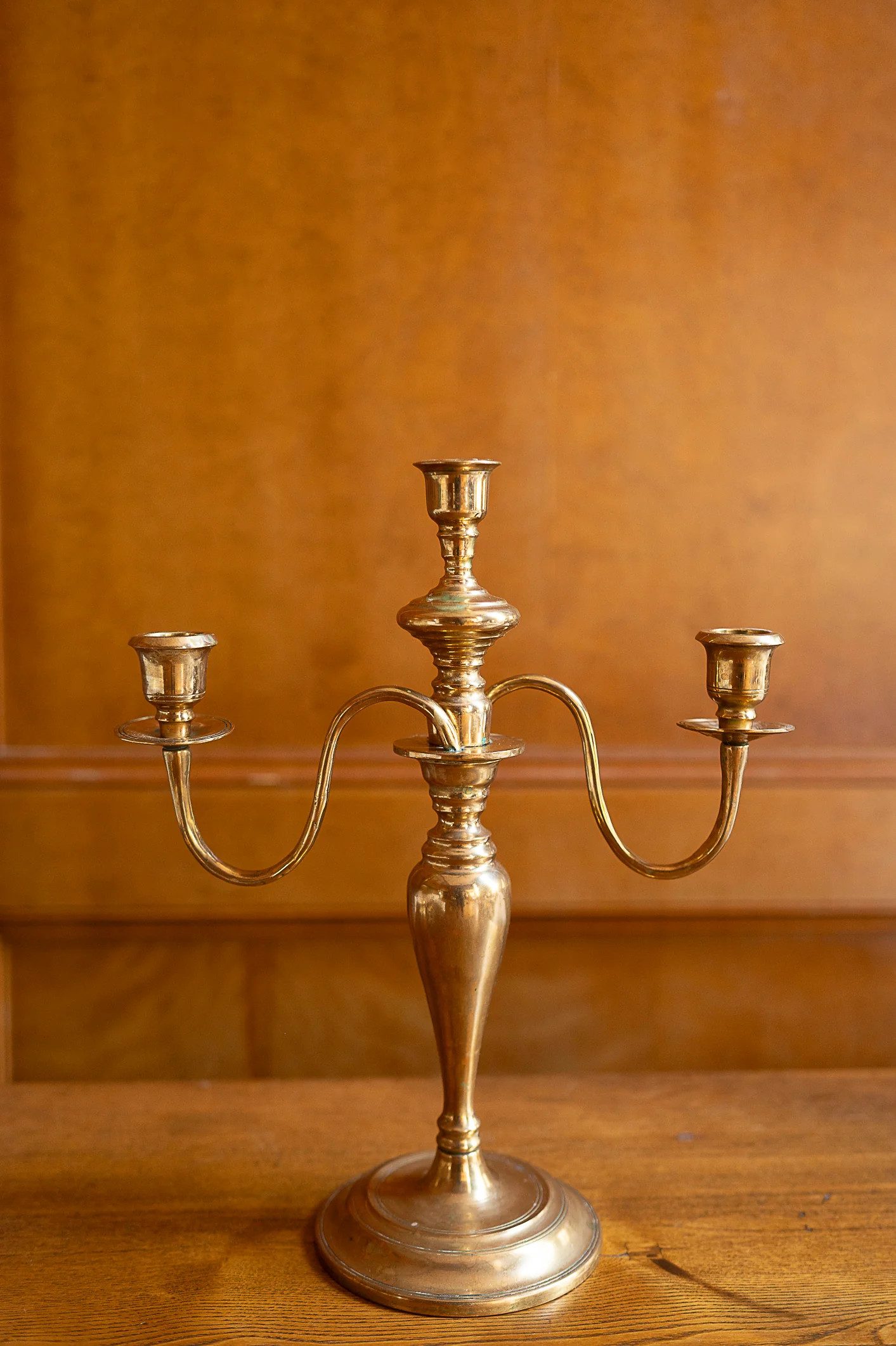 Vintage Brass Candelabra with Twisted Arms Candle Holders | Sweenshots Studios