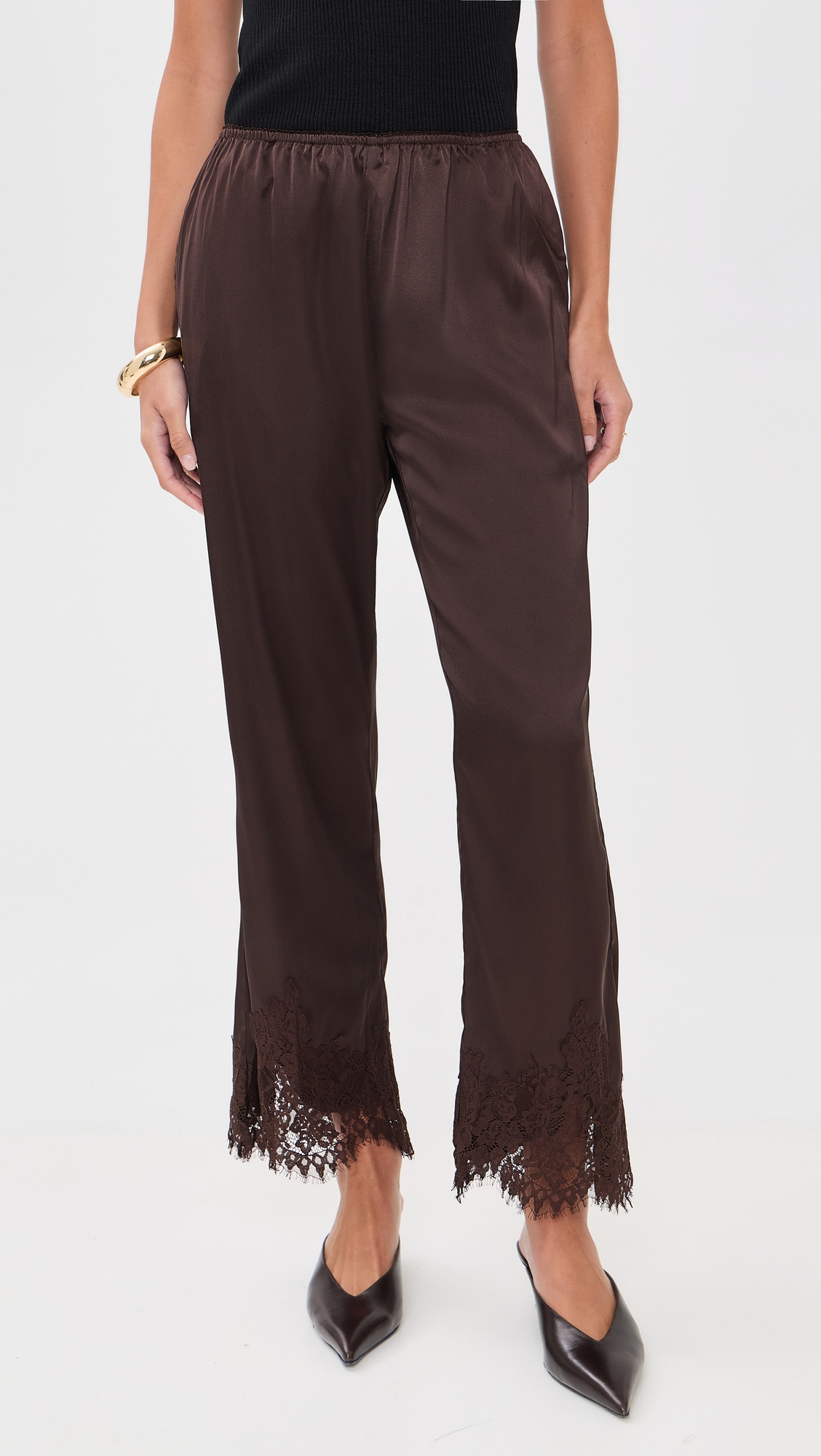 Bailey Rose Lace Trim Pants Brown XS | Shopbop