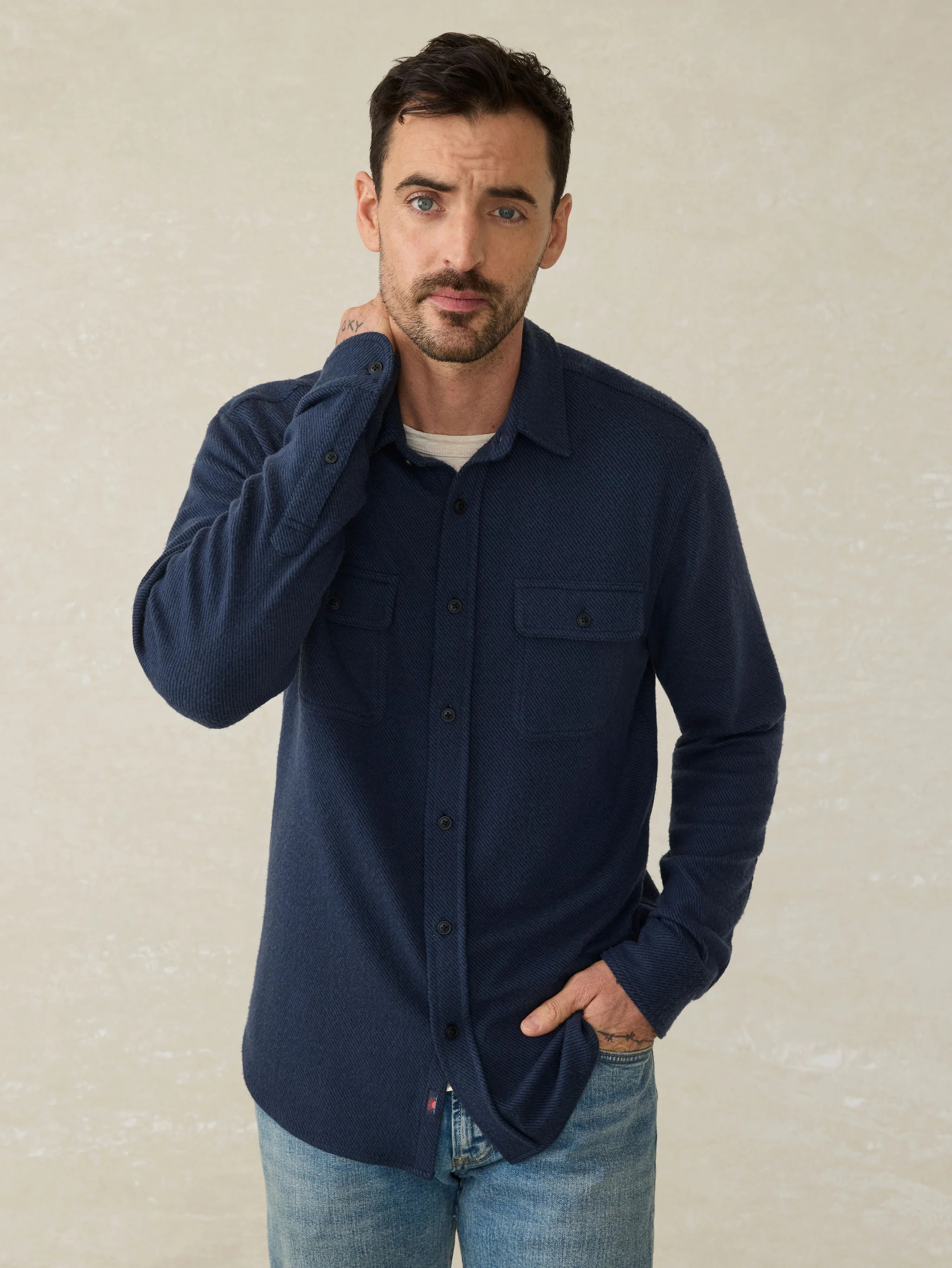 Legend™ Sweater Shirt - Brighton Navy Twill | Faherty