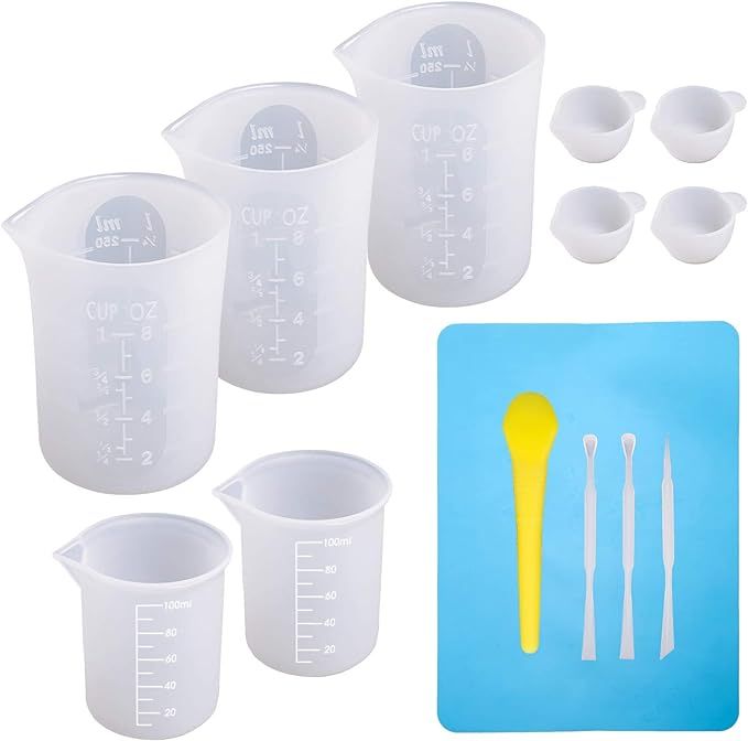 Large Silicone Measuring Cups and Tools Set Silicone Mixing Cups Stir Sticks Spoons Silicone Mat ... | Amazon (US)