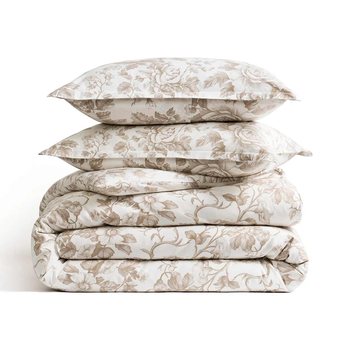 100% Cotton Sateen Toile Floral Duvet Cover Set, 3-Piece Soft & Breathable Bedding Set With Butto... | Wayfair North America