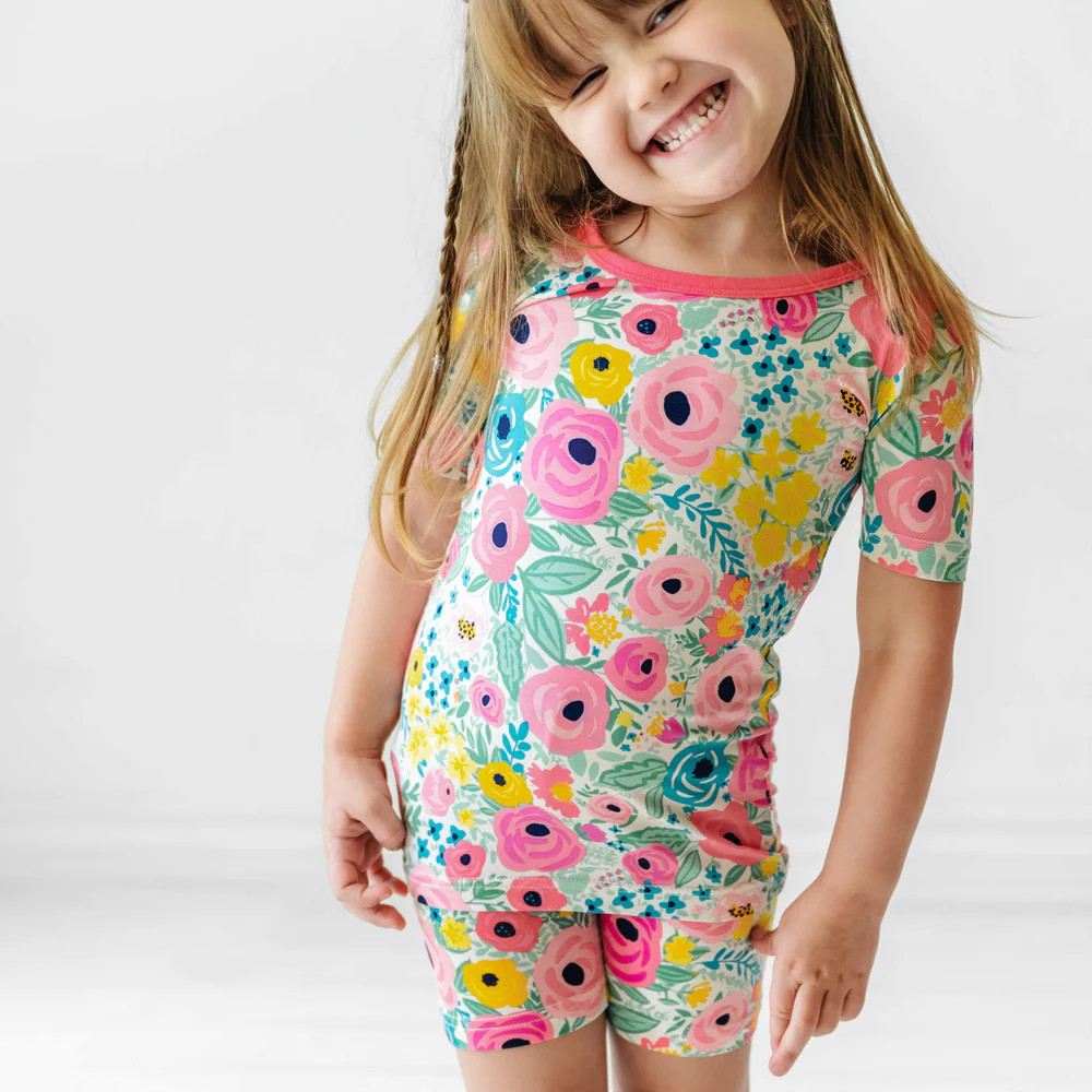 Secret Garden Two-Piece Short Sleeve & Shorts Pajama Set | Little Sleepies