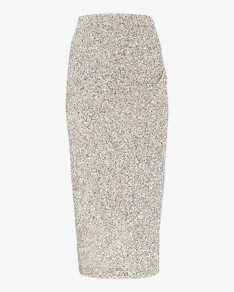 Super High Waisted Sequin Midi Pencil Skirt | Express