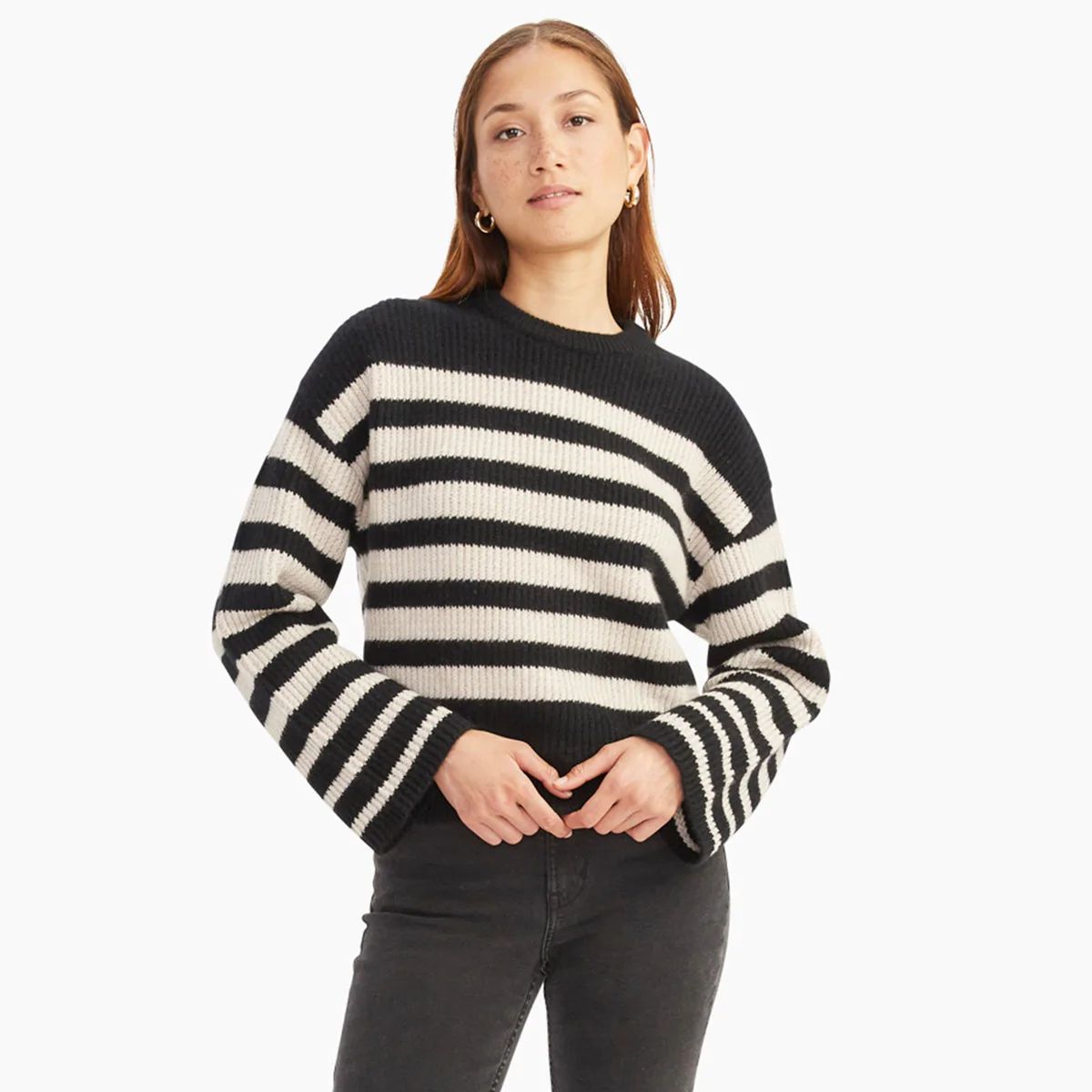 Luxe Cashmere Striped Crewneck Sweater | NAADAM