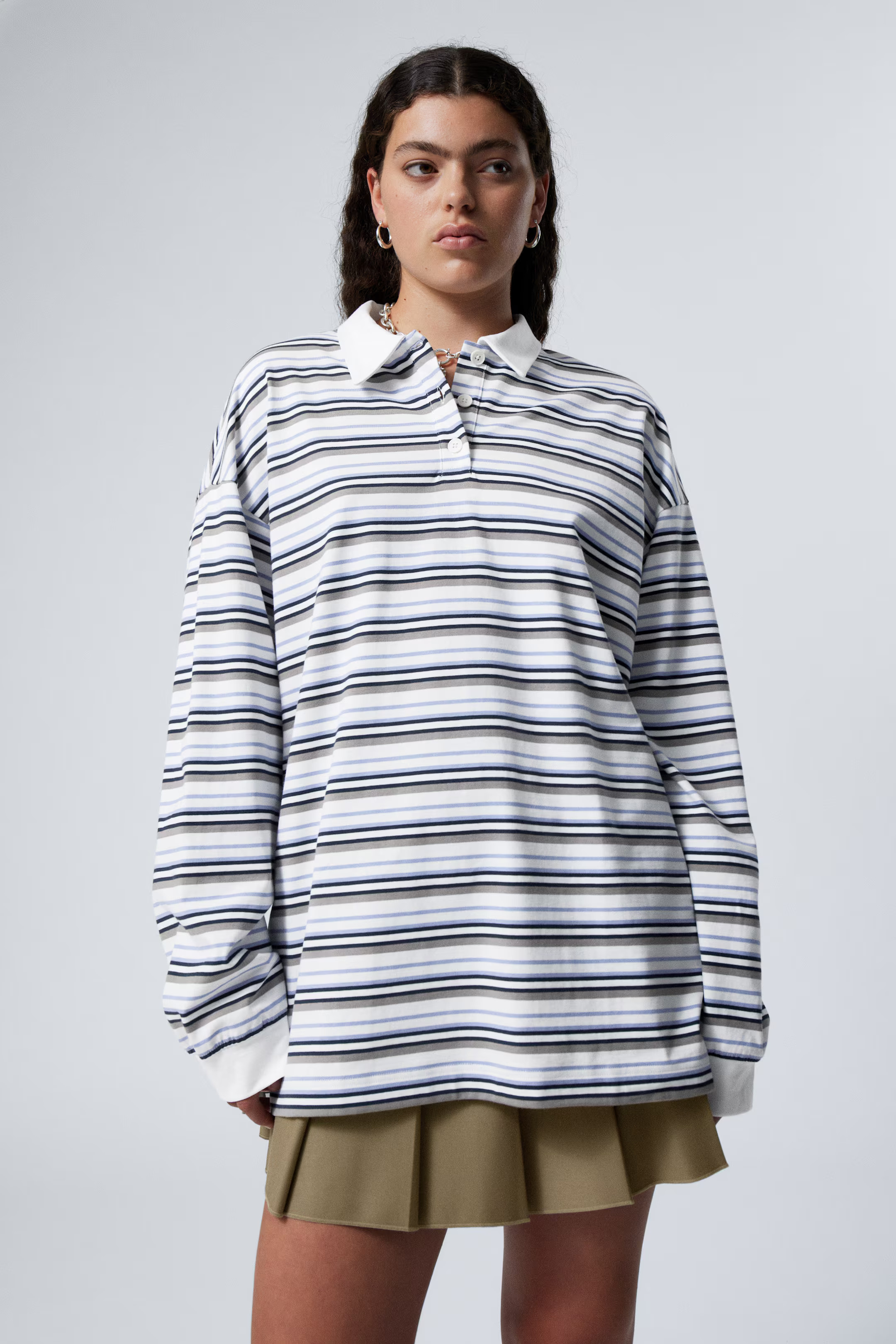 Striped Oversized Polo Shirt | H&M (UK, MY, IN, SG, PH, TW, HK)