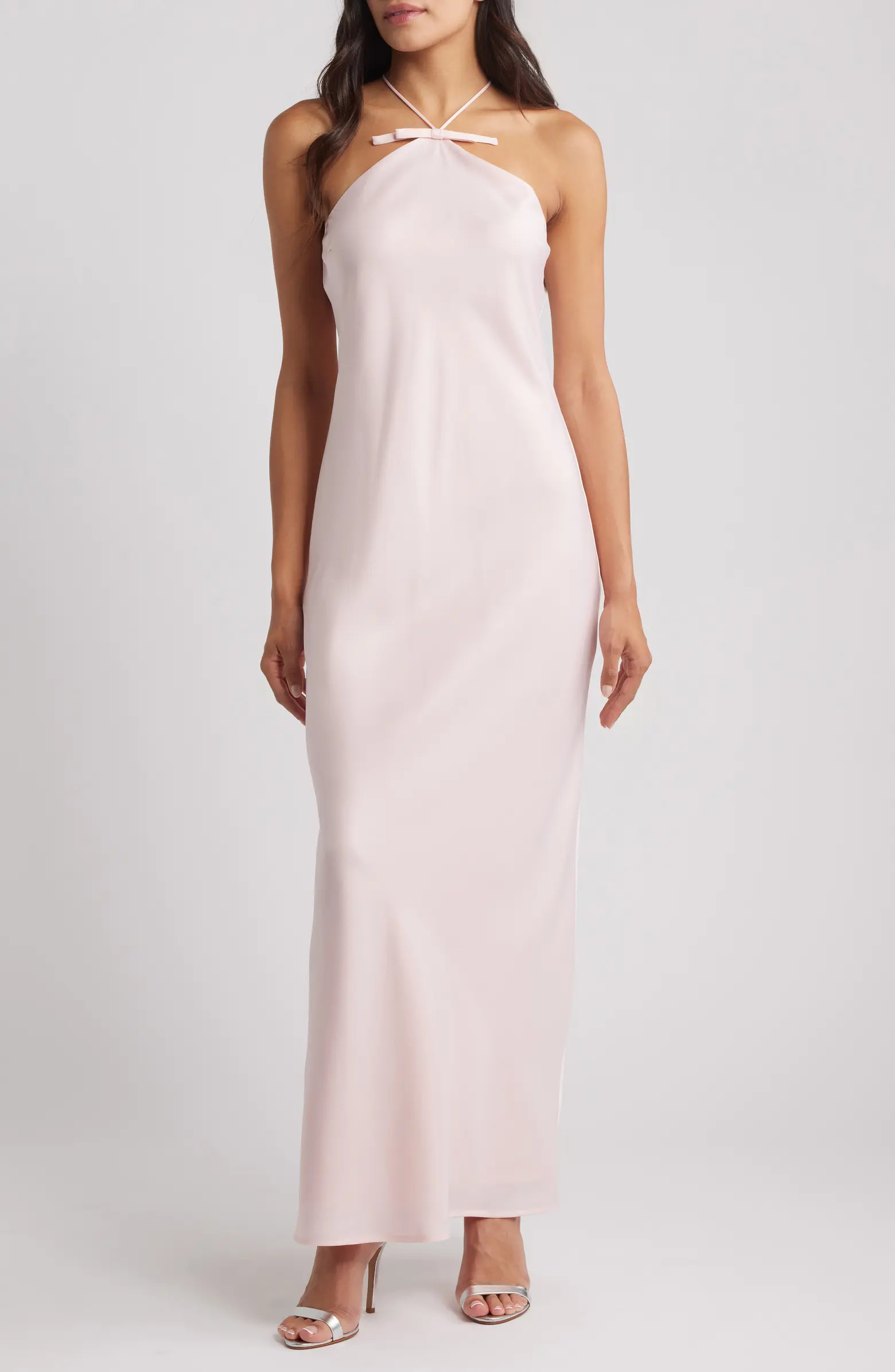 Araceli Halter Strap Satin Slipdress | Nordstrom