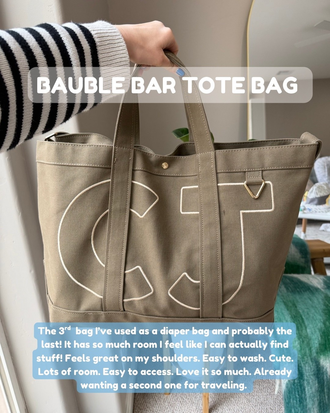 Look no further for your diaper bag 👀 This Bauble Bar Large tote bag is the best bag I’ve used as my diaper bag! I love how easy accessible everything is! ❤️

#LTKmomlife #LTKBaby #LTKBump