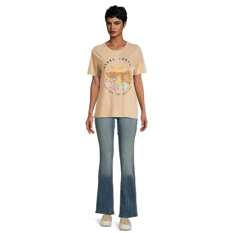 Time And Tru Women's Grand Canyon Graphic Tee with Short Sleeves, Sizes S-XXXL - Walmart.com | Walmart (US)