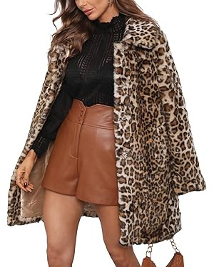 Bellivera Womens Leopard Print Fleece Coat, Spring and Winter Fashion Fuzzy Jacket Faux Fur Fluff... | Amazon (US)
