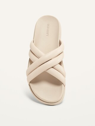 Faux-Leather Puff Cross-Strap Sandals for Women | Old Navy (US)