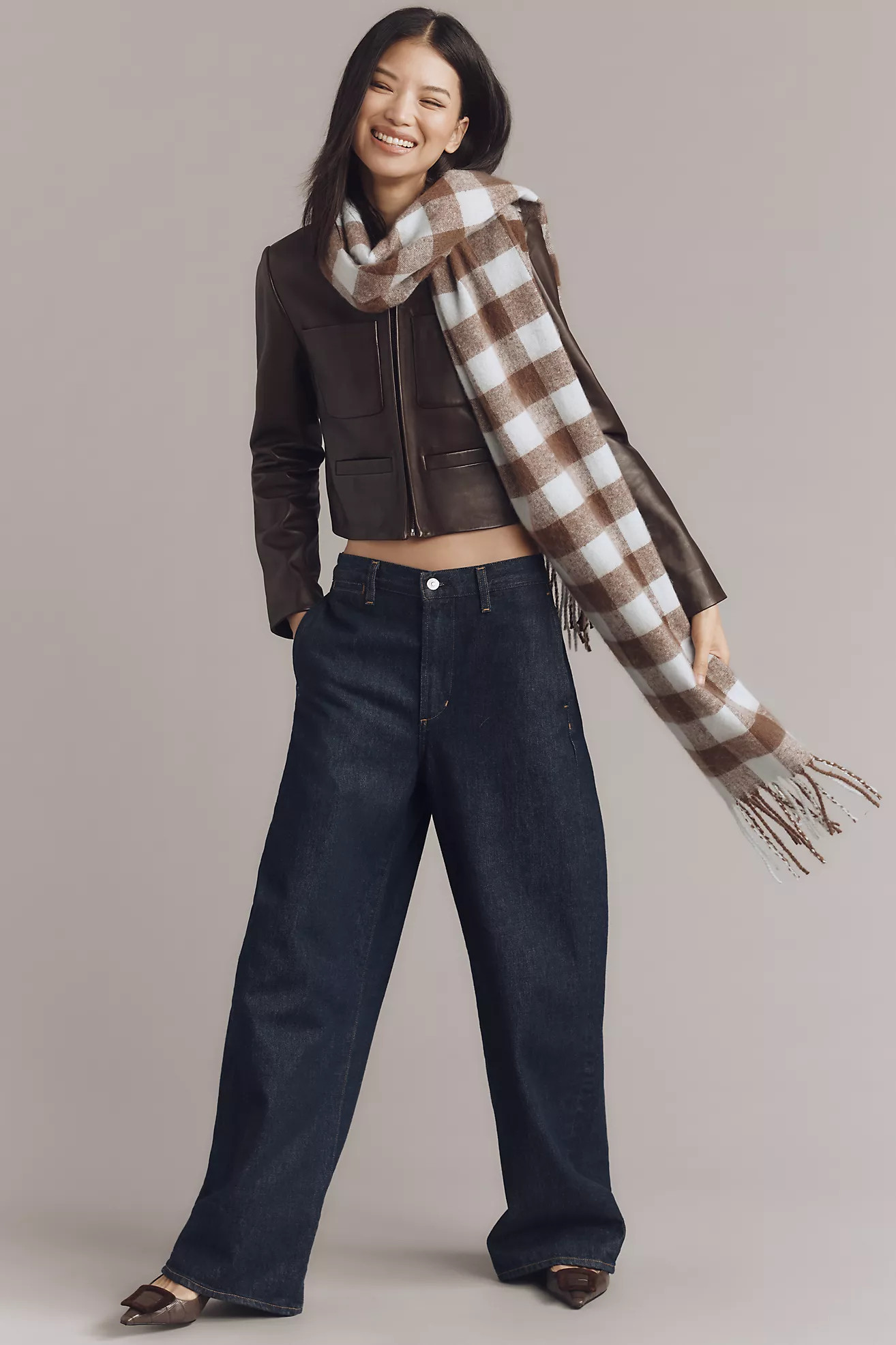 Maeve Brushed Gingham Scarf | Anthropologie (US)