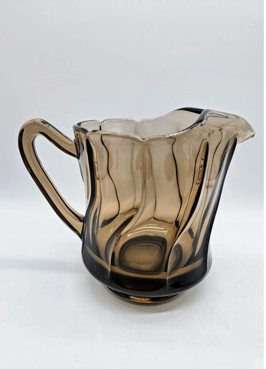 Fostoria Smokey Amber Glass Pitcher Vase Vintage MCM Fall Halloween Farmhouse - Etsy | Etsy (US)