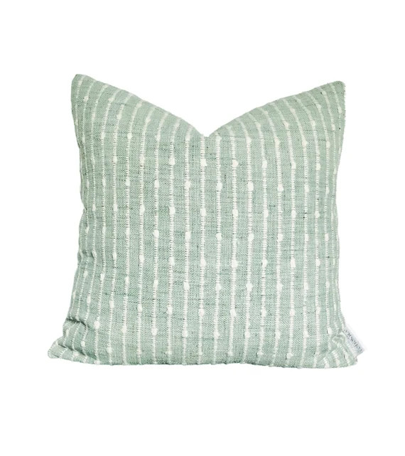 Striped Basket Weave Pillow Cover  - Farmhouse Woven Throw pillow - Light Mint-Gray Textured  Pil... | Etsy (US)