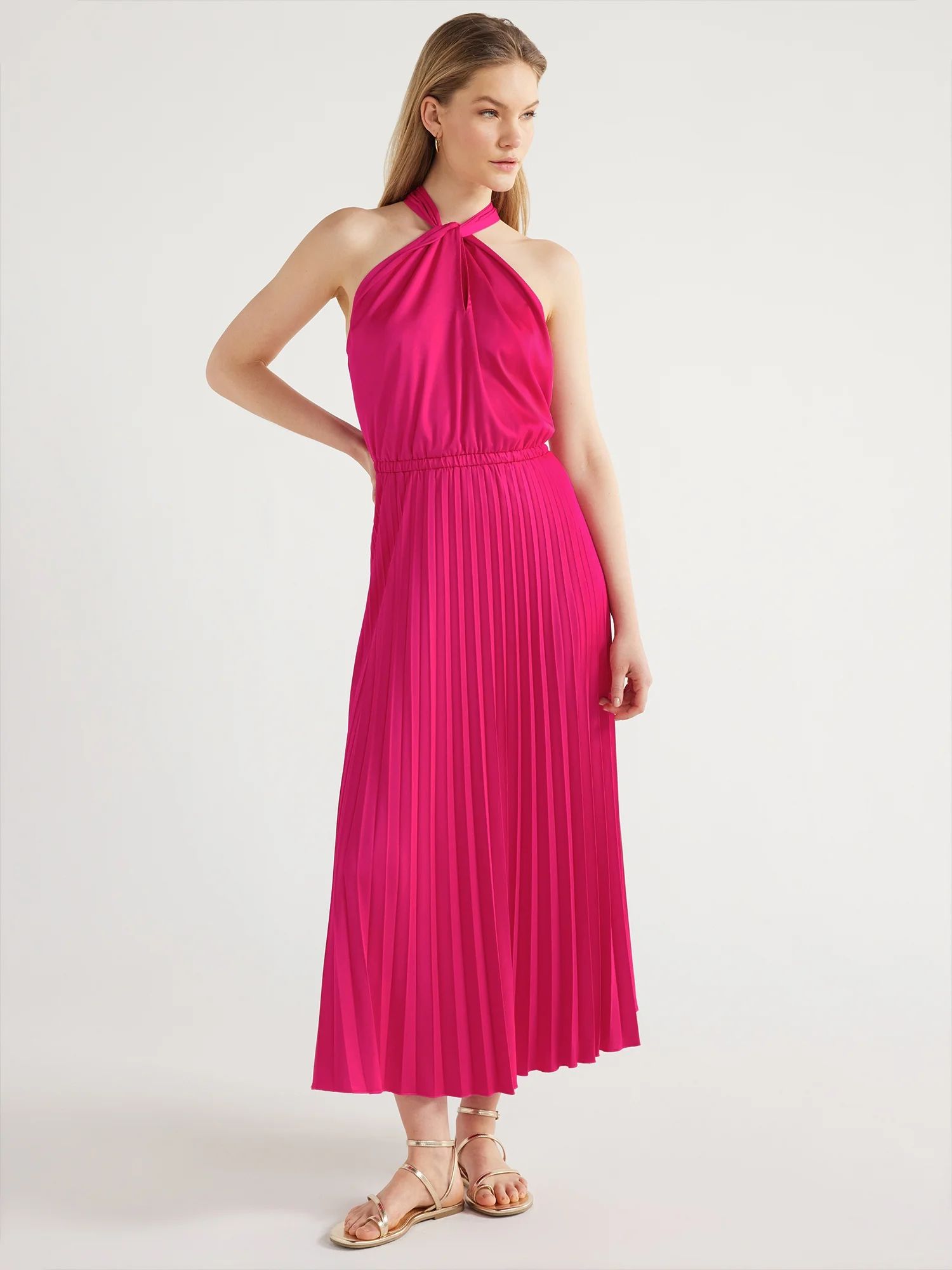 Scoop Women’s Keyhole Halter Neck Dress, Sizes XS-XXL | Walmart (US)