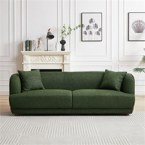 Venar Mid-Century Modern Living Room Luxury Fabric Linen Couch in Green | Homesquare
