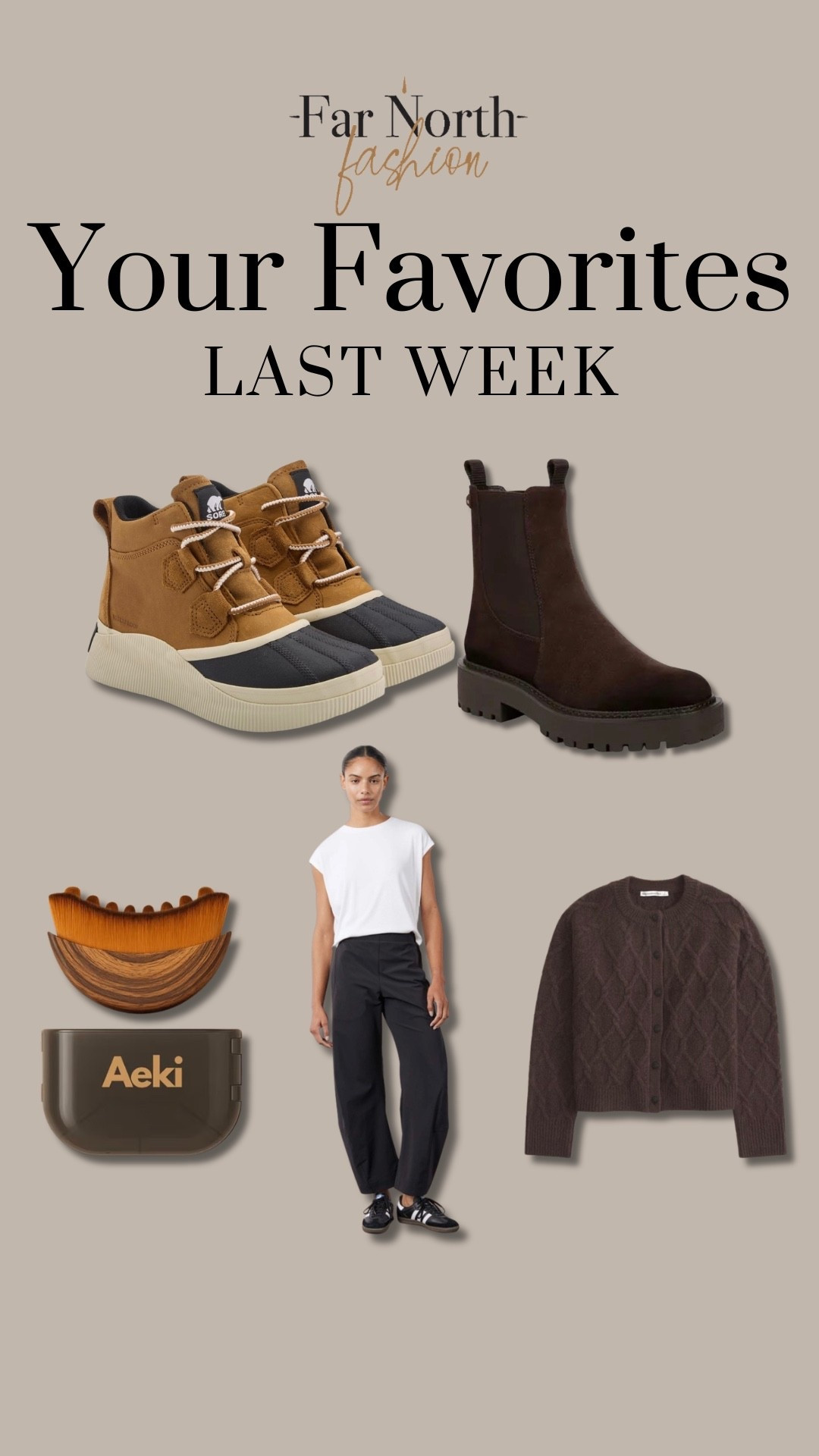 Last week’s best sellers:
1. Aeki lymphatic contour face brush
2. Ruti pants
3. Sam Edelman Chelsea boots
4. Sorel out n about boots
5. Abercrombie cardigan


#LTKootd #LTKOver40 #LTKSaleAlert