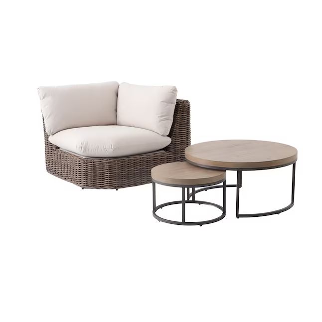 allen + roth Maitland 3-Piece Wicker Patio Conversation Set with Tan Cushions | Lowe's