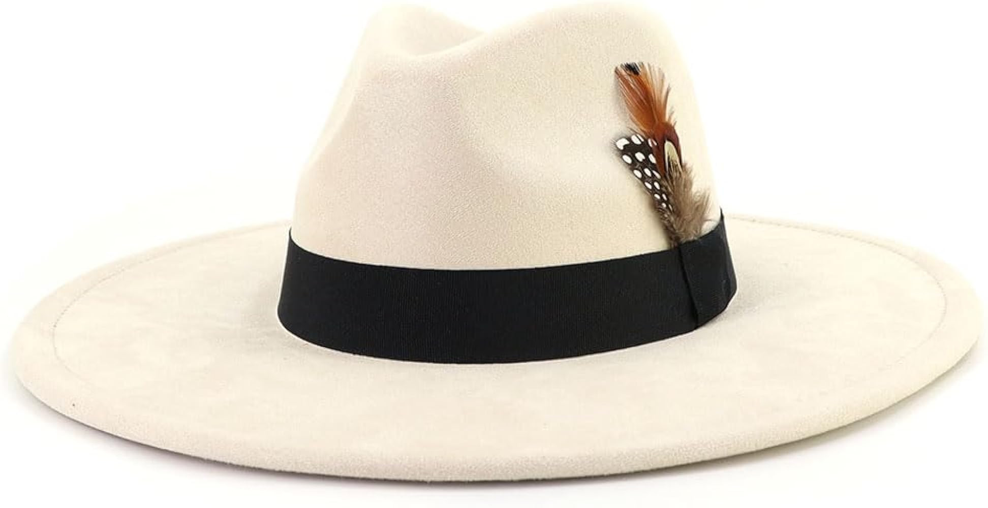 LIDHAY Big Wide Brim Fedora Hats for Women Men Western Suede Hat Panama Hat Outdoor Hats | Amazon (US)