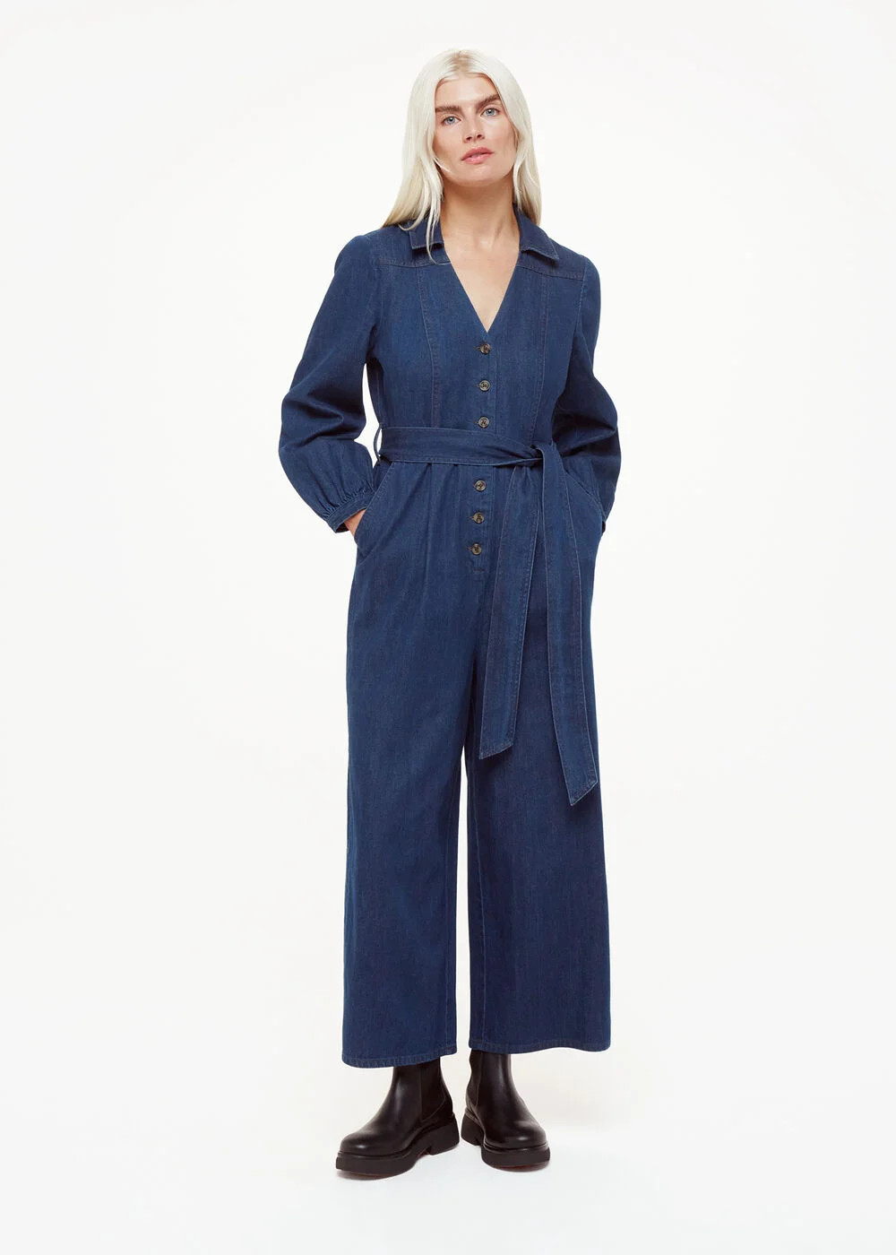 Denim Joni Denim Belted Jumpsuit | WHISTLES | Whistles UK | | Whistles