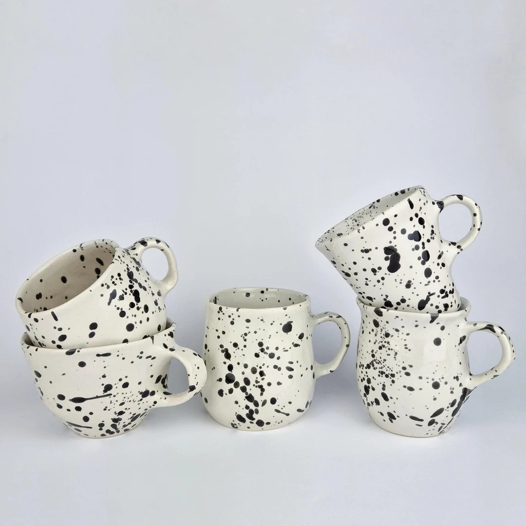 Black Speckled Ceramic Mugs • Handmade Pottery Modern Cups • Scandinavian Stoneware Mug Set ... | Etsy (US)