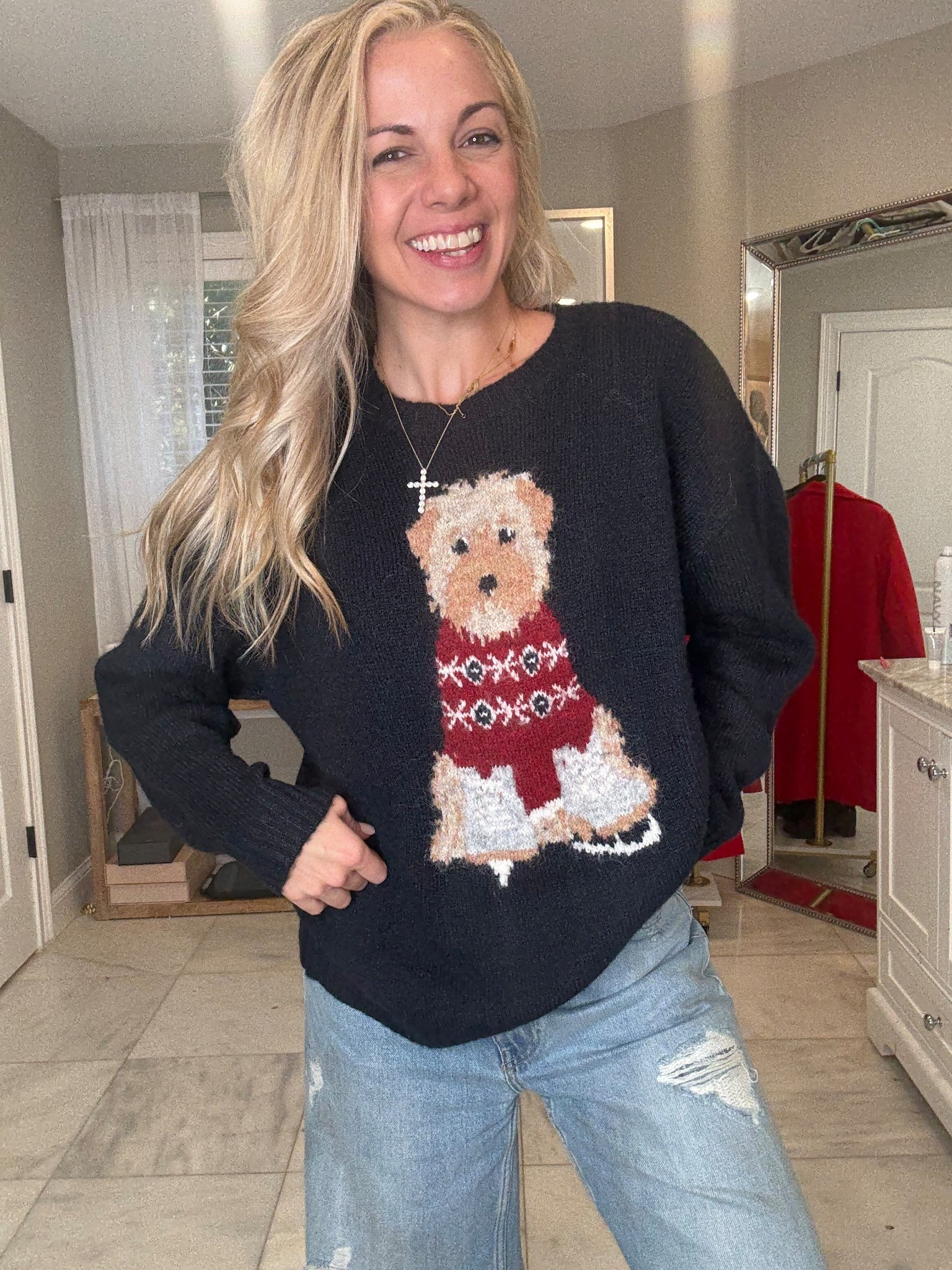 The cutest Christmas sweater ever !! All my dog mamas you need this it’s so soft and comfy - could wear lounging or dress it up for a Xmas party !! Wearing a size small !

#LTKU #LTKHoliday #LTKootd