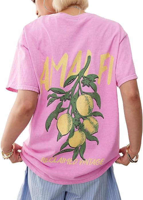 Women Teens Girl Oversized Graphic Shirts Short Sleeve Floral Baggy Tees Y2K Cute Aesthetic Summe... | Amazon (US)