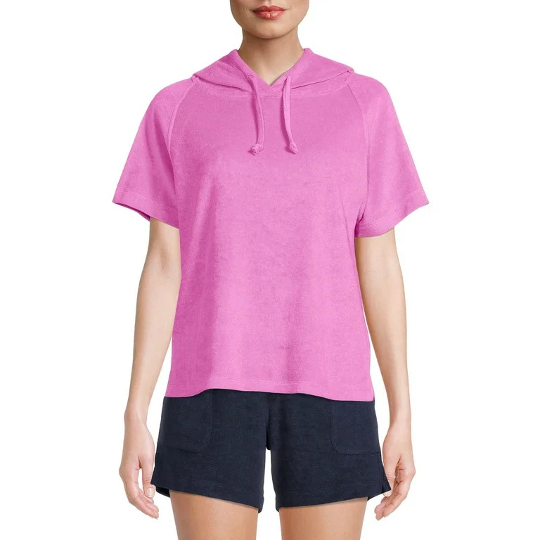 Time And Tru Women's Hoodie Sweatshirt with Short Sleeves | Walmart (US)