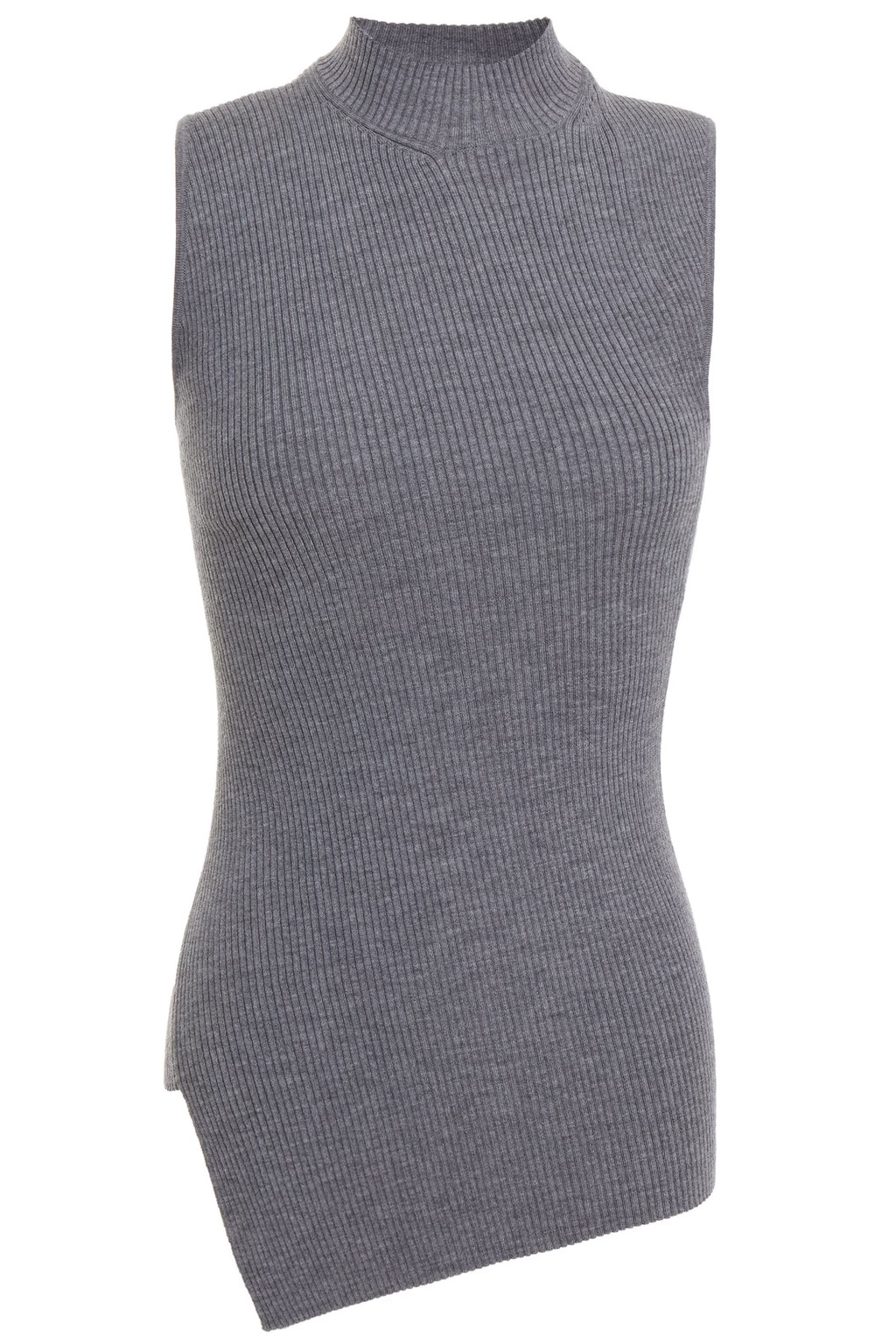 Asymmetric ribbed wool-blend turtleneck top | The Outnet (UK and Europe)