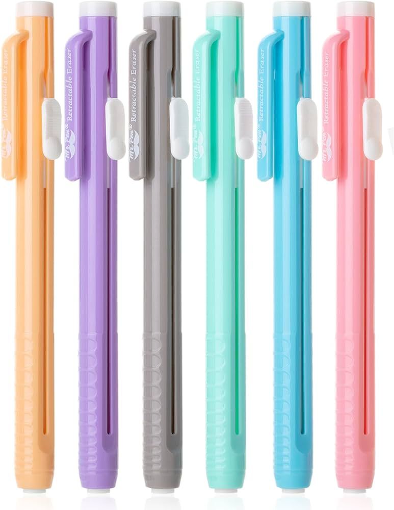 Mr. Pen- Retractable Mechanical Eraser Pen, Pack of 6, Pastel Colors, Pencil Eraser, Eraser for P... | Amazon (US)