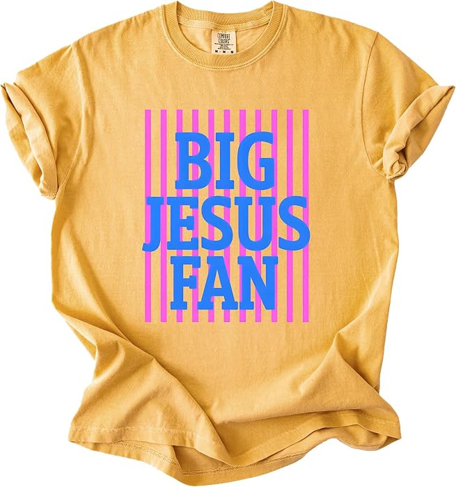 Big Jesus Fan Shirt - Womens Religious Gifts - Striped Preppy Christian T-Shirt - Faith Inspirati... | Amazon (US)