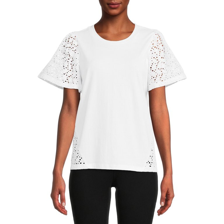 Time and Tru Women’s Eyelet Knit Top | Walmart (US)