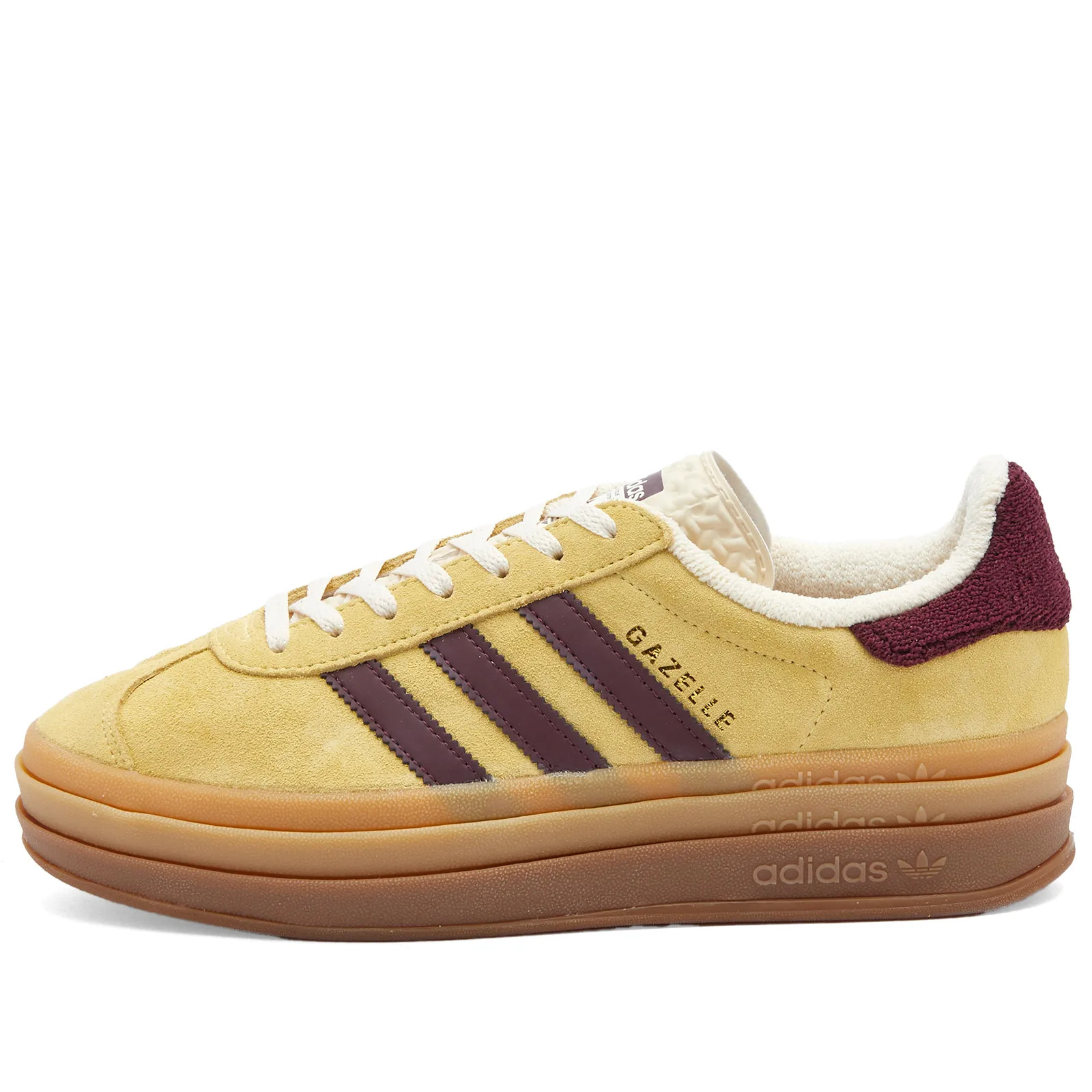Adidas Women's GAZELLE BOLD W Sneakers in Almost Yellow/Maroon/Wonder White, Size UK 7.5 | END. Clothing