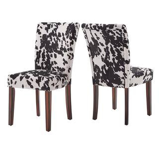HomeSullivan Black Cowhide Parsons Dining Chairs (Set Of 2) | The Home Depot